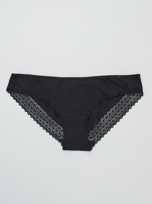 Lot de 3 culottes coton dentelle - Kiabi
