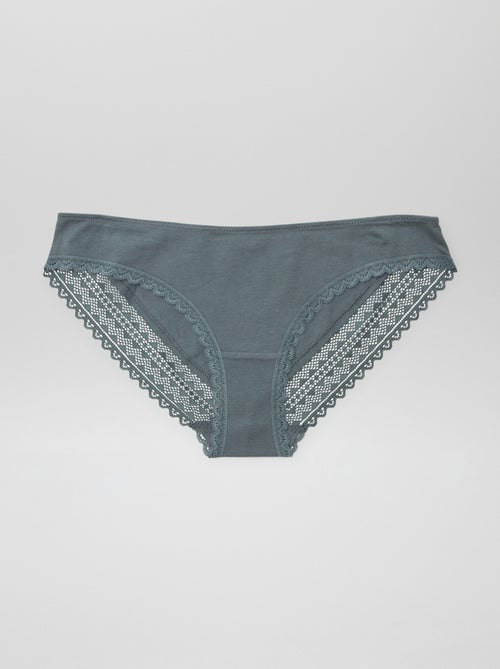 Lot de 3 culottes coton dentelle - Kiabi