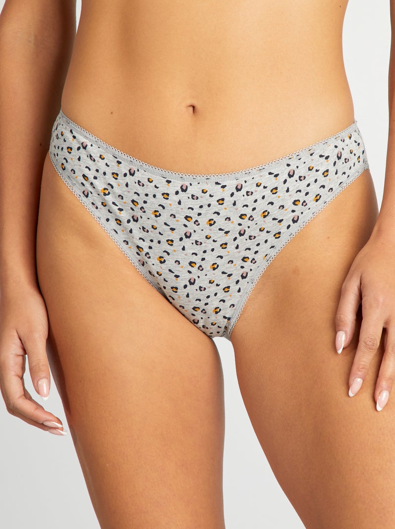 Lot de 3 culottes en coton Bleu/gris/blanc - Kiabi