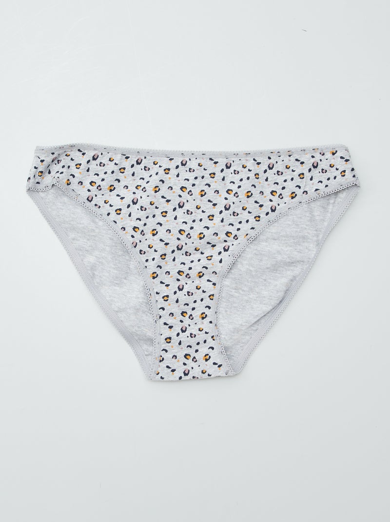 Lot de 3 culottes en coton Bleu/gris/blanc - Kiabi