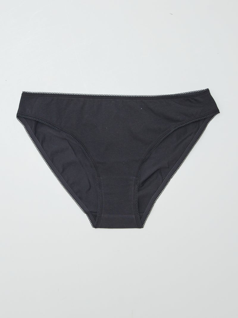 Lot de 3 culottes en coton coeurs rose/blanc/noir - Kiabi