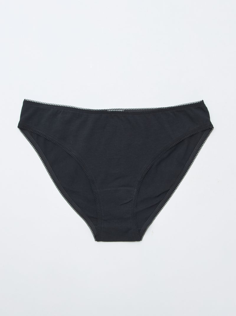 Lot de 3 culottes en coton Noir - Kiabi