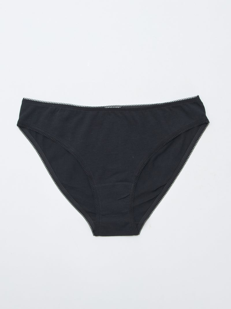 Lot de 3 culottes en coton Noir - Kiabi