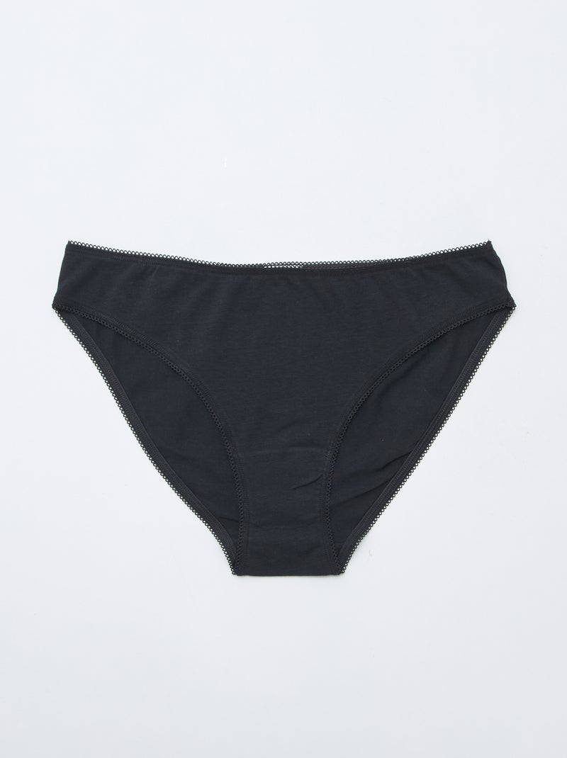 Lot de 3 culottes en coton Noir - Kiabi