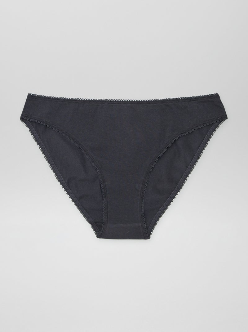 Lot de 3 culottes en coton Noir/gris/blanc - Kiabi