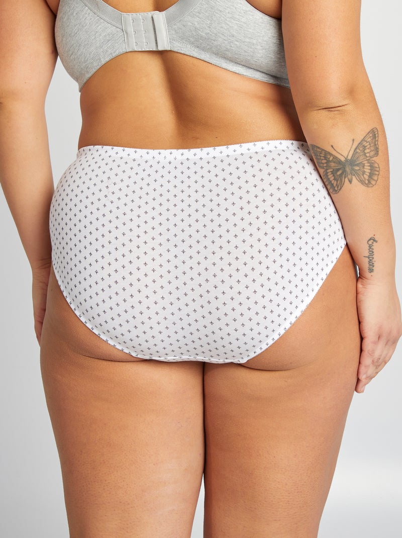 Lot de 3 culottes en coton stretch Blanc - Kiabi