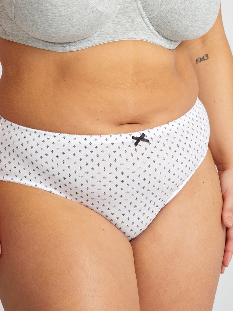 Lot de 3 culottes en coton stretch Blanc - Kiabi