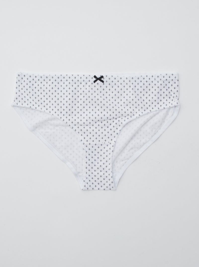 Lot de 3 culottes en coton stretch Blanc - Kiabi