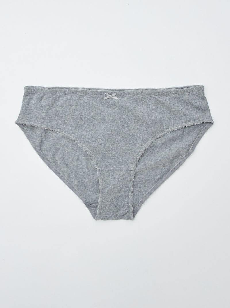 Lot de 3 culottes en coton stretch Gris - Kiabi