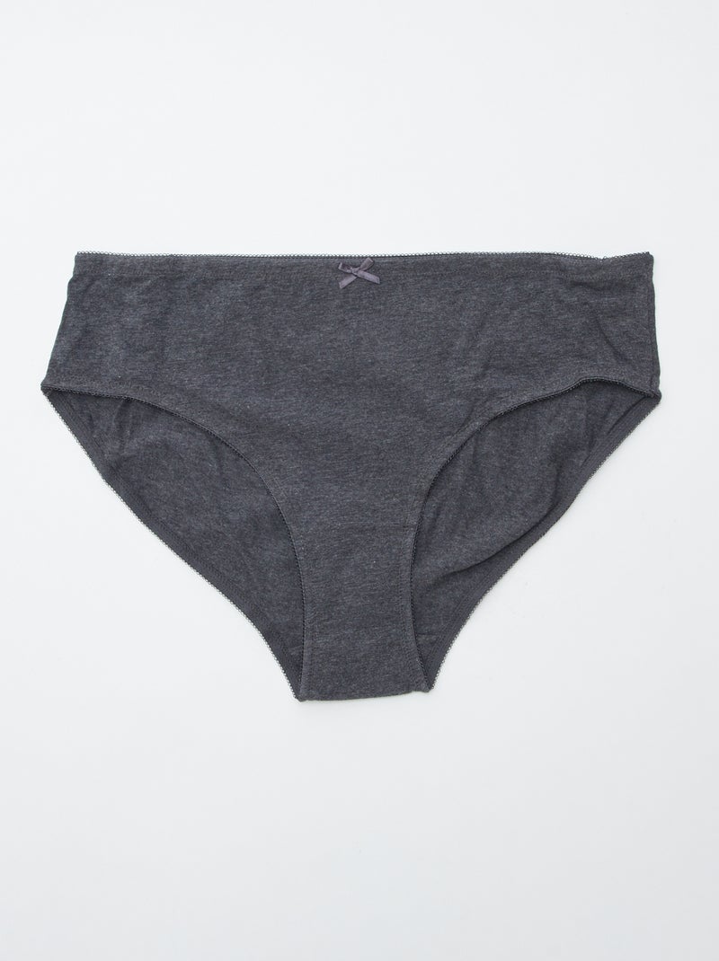 Lot de 3 culottes en coton stretch Gris - Kiabi