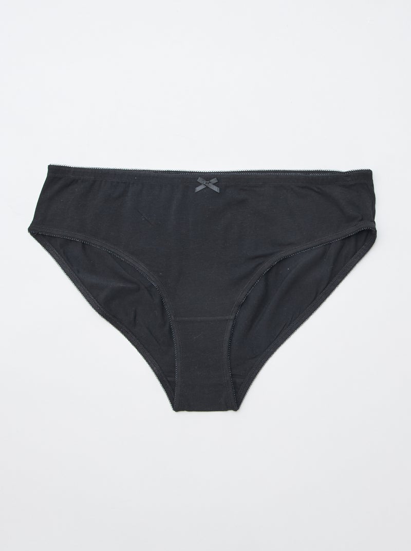 Lot de 3 culottes en coton stretch Noir - Kiabi