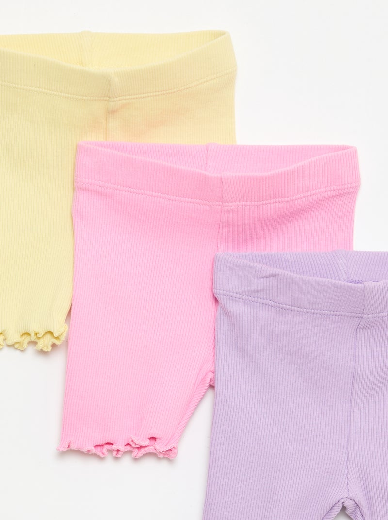 Lot de 3 cyclistes côtelés Jaune - Kiabi