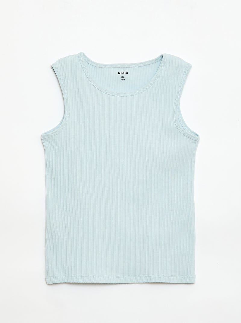 Lot de 3 débardeurs côtelés Bleu - Kiabi