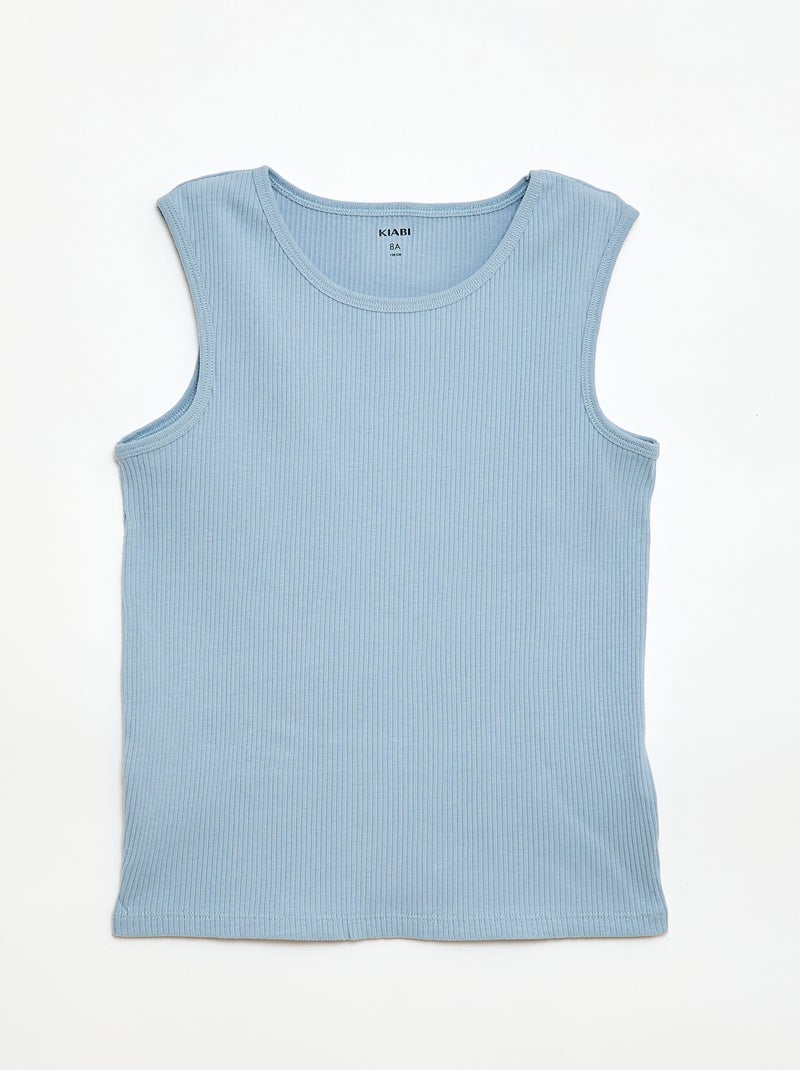Lot de 3 débardeurs côtelés Bleu - Kiabi