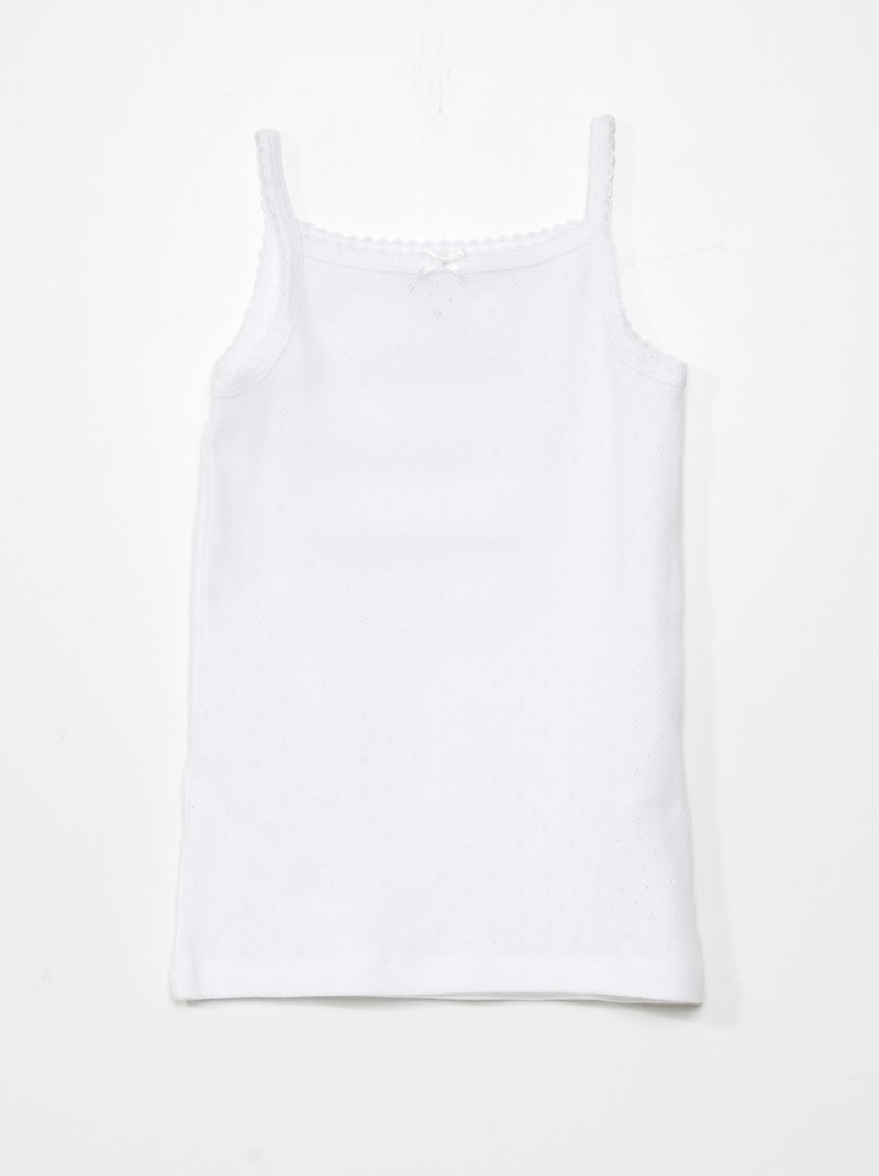 Lot de 3 débardeurs en maille pointelle Blanc/gris - Kiabi