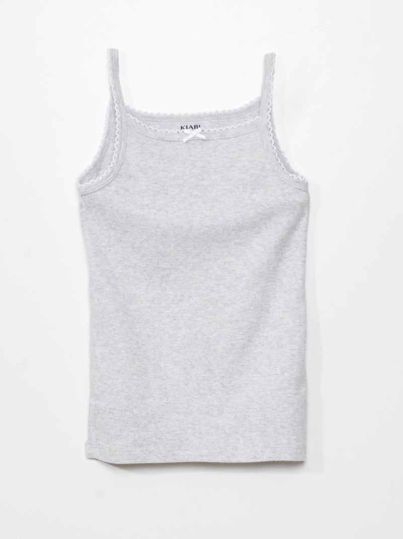 Lot de 3 débardeurs en maille pointelle Blanc/gris - Kiabi