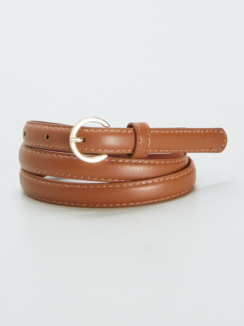 Lot de 3 fines ceintures unies Marron - Kiabi