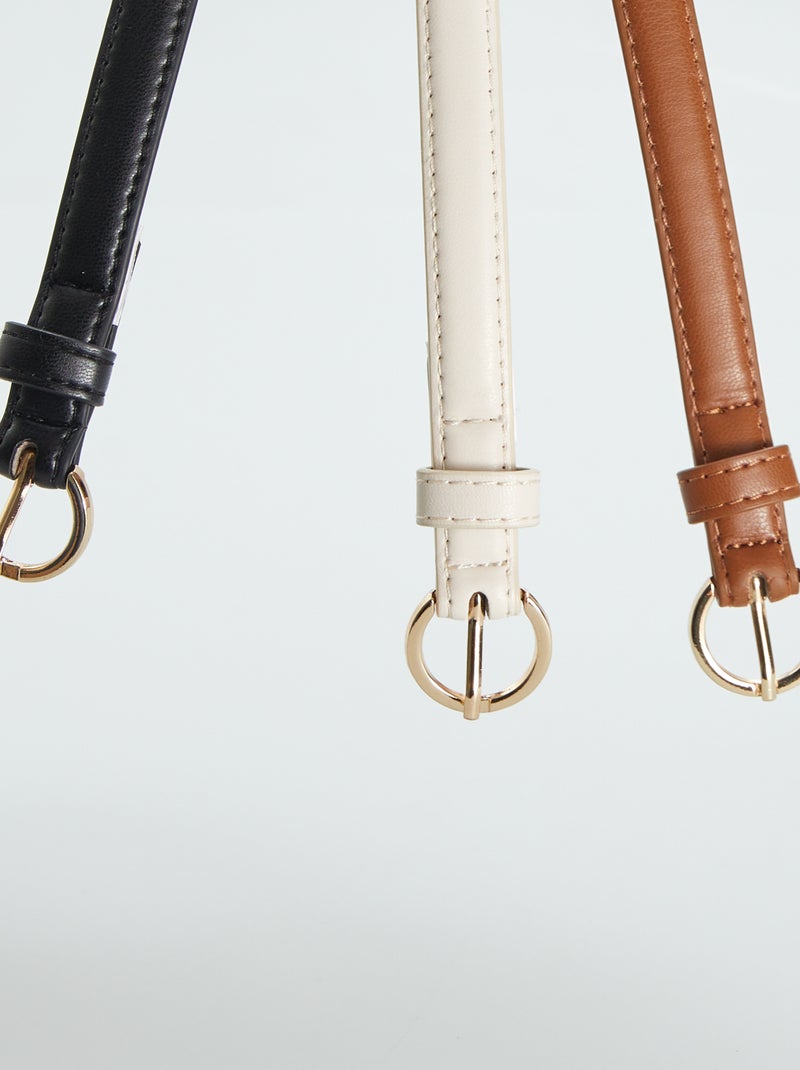 Lot de 3 fines ceintures unies Marron - Kiabi