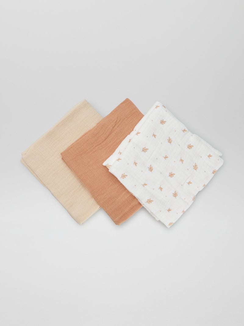 Lot de 3 langes en coton Beige - Kiabi