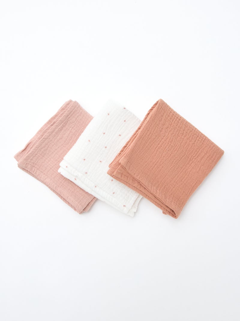 Lot de 3 langes en coton Rose - Kiabi