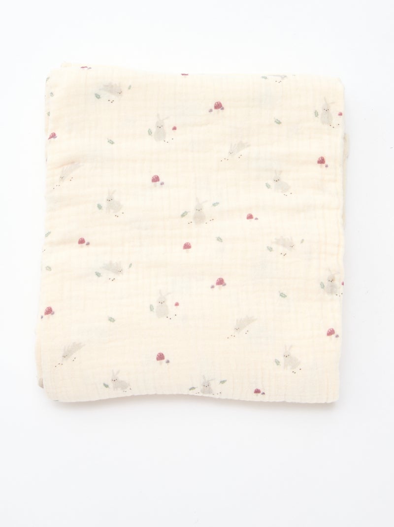 Lot de 3 langes en gaze de coton Blanc - Kiabi