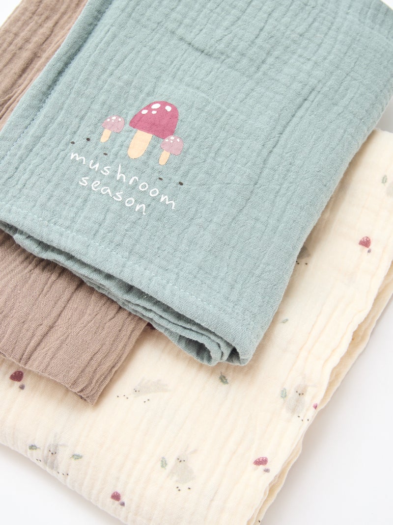 Lot de 3 langes en gaze de coton Blanc - Kiabi