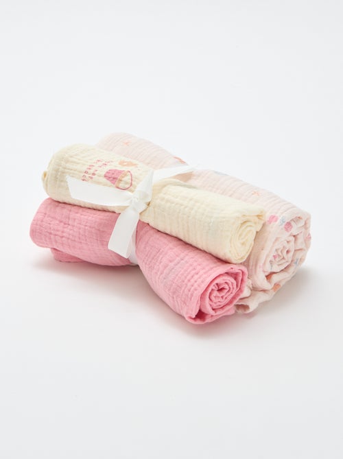 Lot de 3 langes en gaze de coton - Kiabi