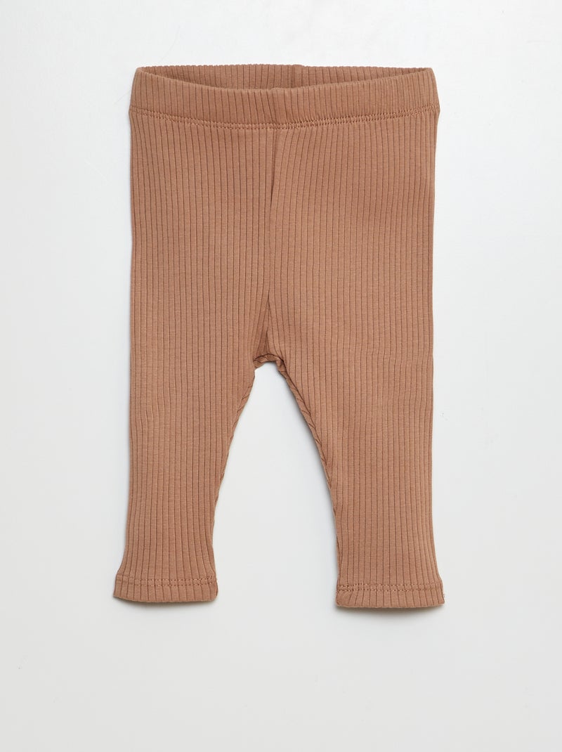 Lot de 3 leggings côtelés Noir/marron/beige - Kiabi