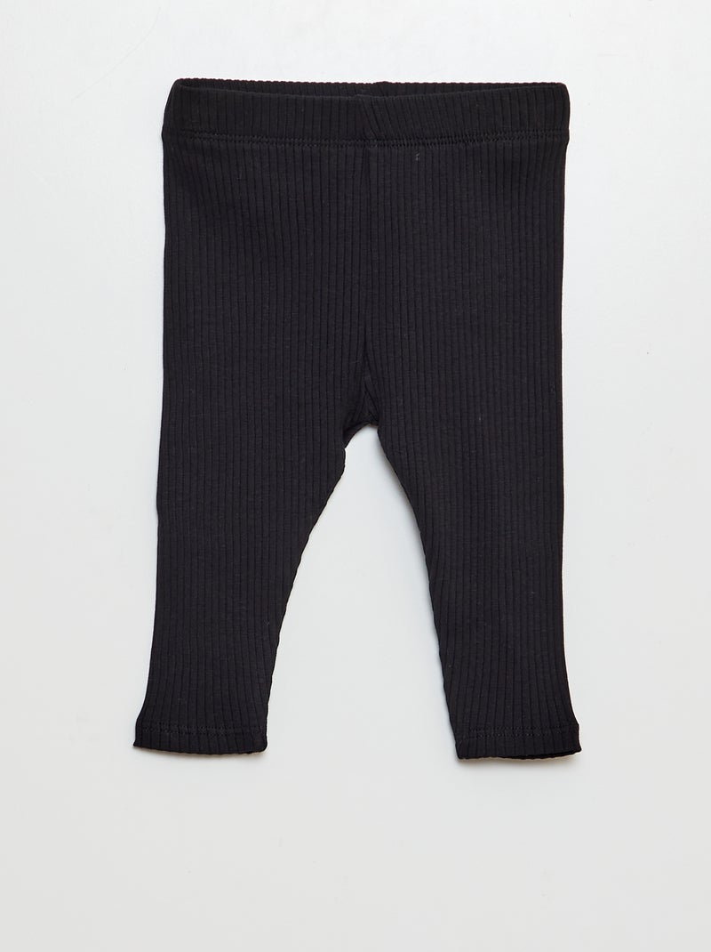 Lot de 3 leggings côtelés Noir/marron/beige - Kiabi