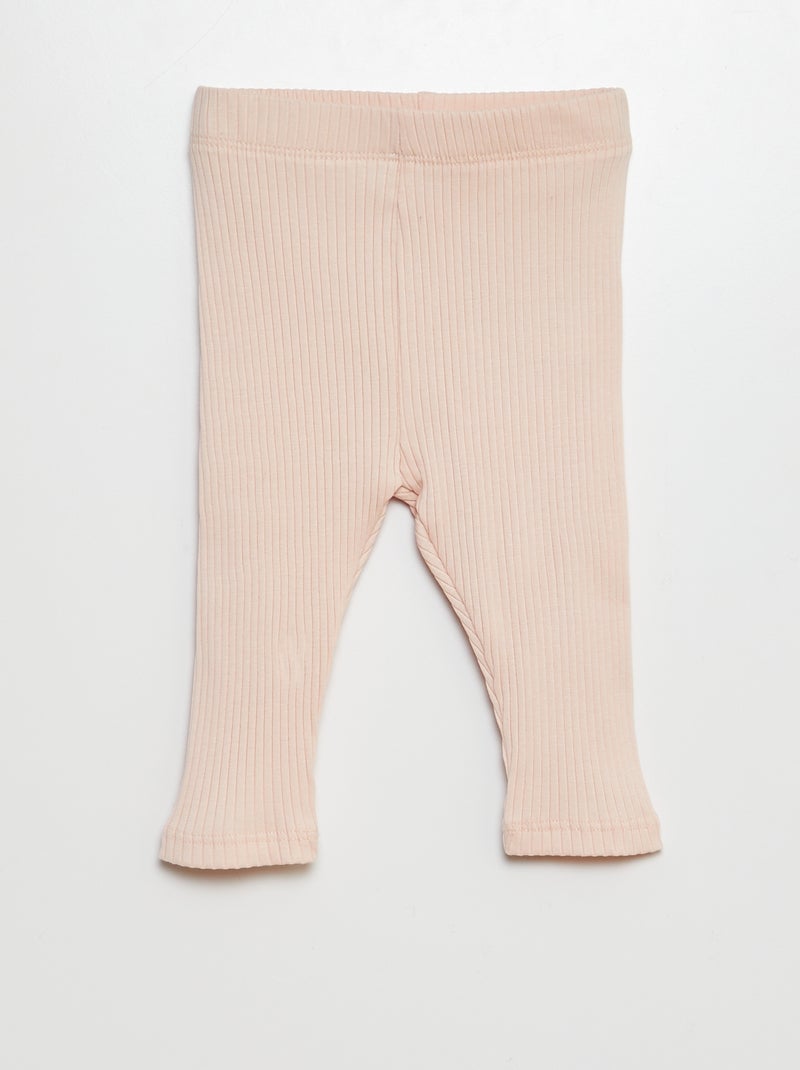 Lot de 3 leggings côtelés Rose/blanc - Kiabi