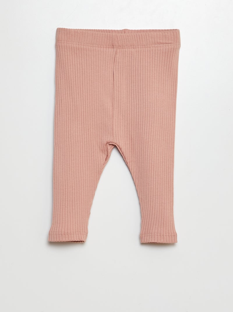 Lot de 3 leggings côtelés Rose/blanc - Kiabi