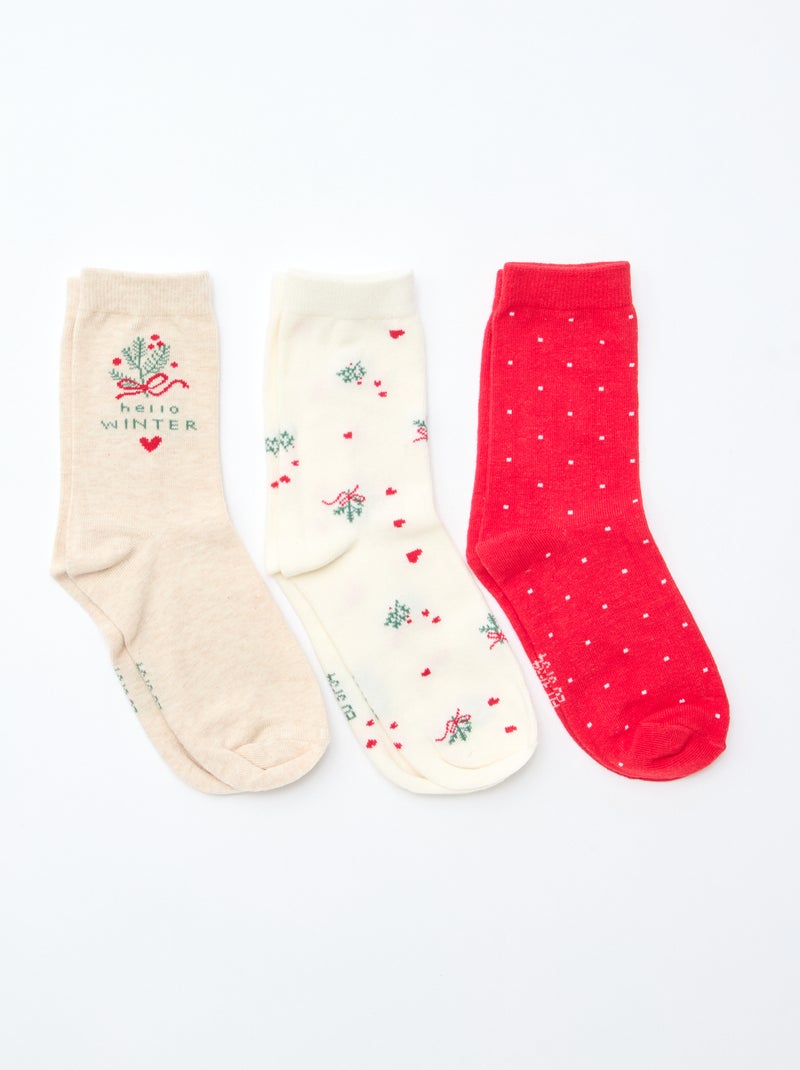 Lot de 3 paires de chaussette Rouge - Kiabi