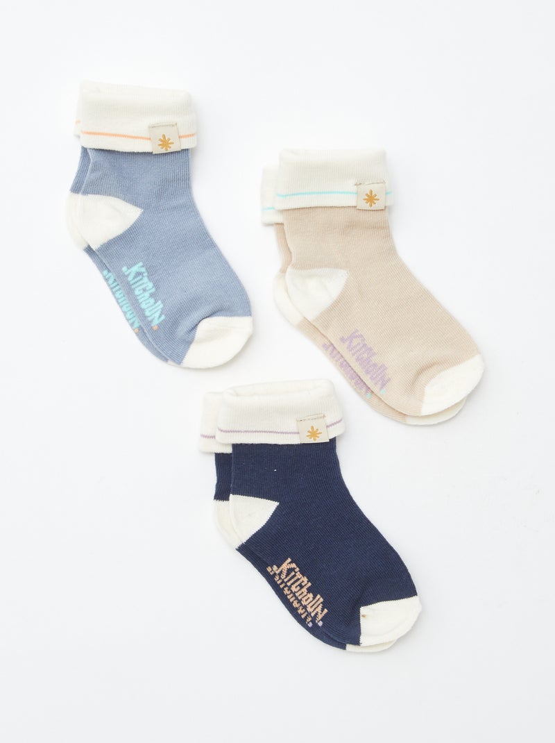 Lot de 3 paires de chaussettes avec revers - Kitchoun Bleu - Kiabi