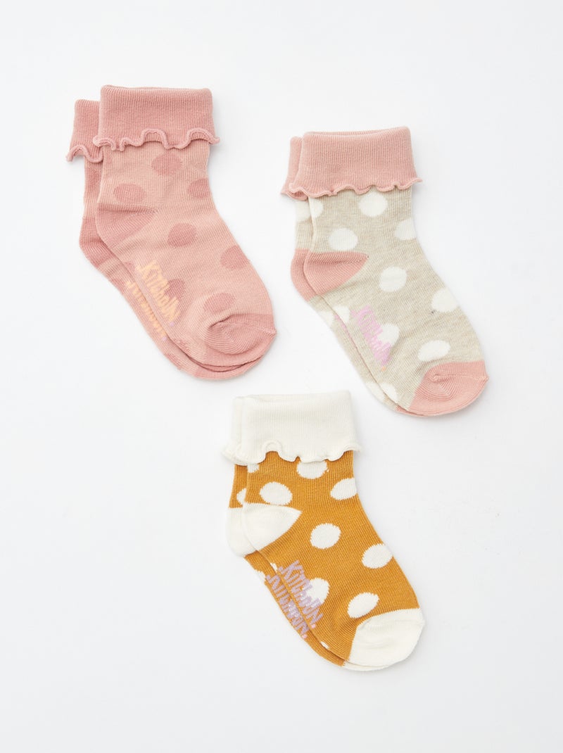 Lot de 3 paires de chaussettes avec revers - Kitchoun Rose - Kiabi