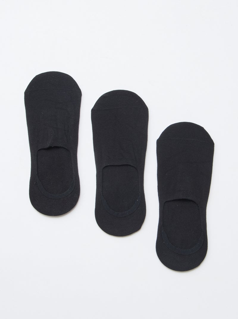 Lot de 3 paires de chaussettes en coton uni Noir - Kiabi