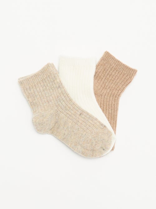 Lot de 3 paires de chaussettes en maille côtelée - Kiabi