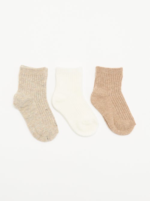 Lot de 3 paires de chaussettes en maille côtelée - Kiabi
