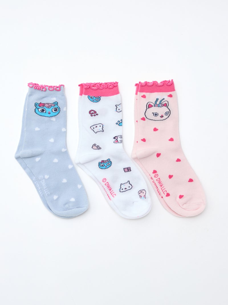 Lot de 3 paires de chaussettes 'Gabby et la maison magique' Bleu/blanc/rose - Kiabi