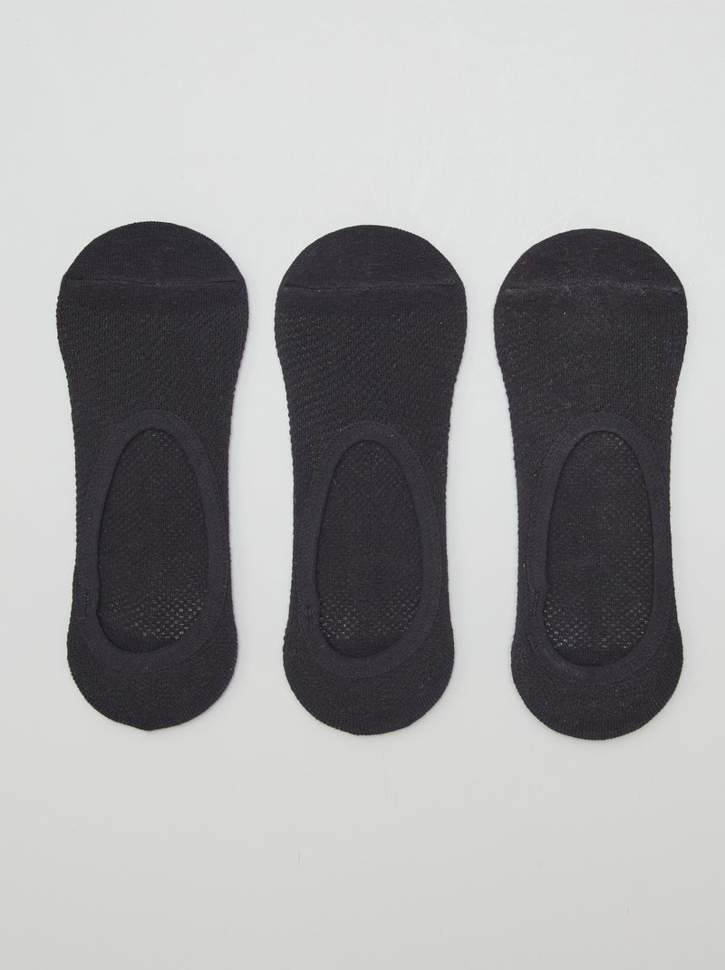 Lot de 3 paires de chaussettes invisibles Noir - Kiabi
