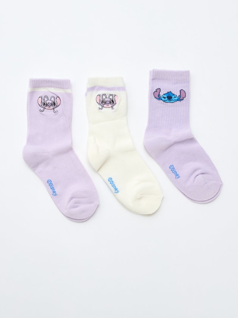 Lot de 3 paires de chaussettes 'Stitch' Rose - Kiabi