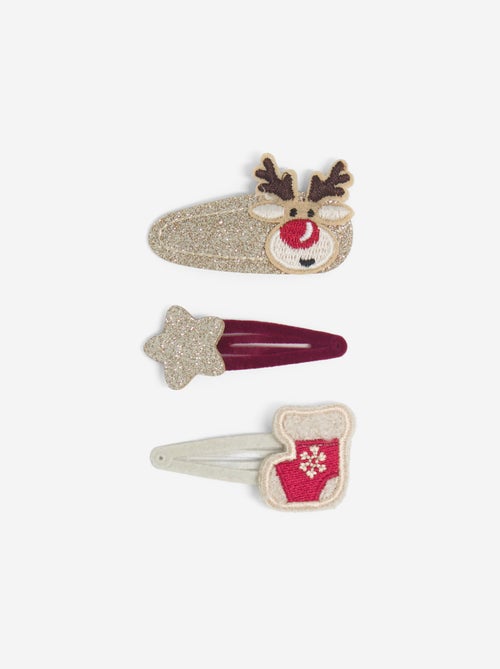 Lot de 3 pinces clic clac 'Noël' - Kiabi