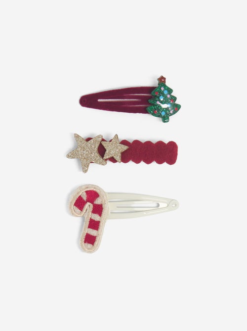 Lot de 3 pinces clic clac 'Noël' - Kiabi
