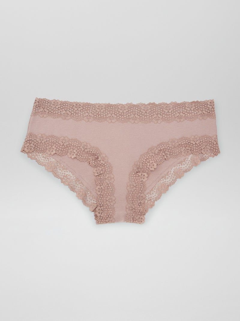 Lot de 3 shorties fines côtes écru/brun/prune - Kiabi