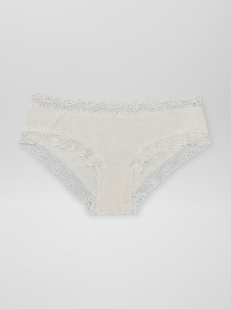 Lot de 3 shorties fines côtes écru/brun/prune - Kiabi