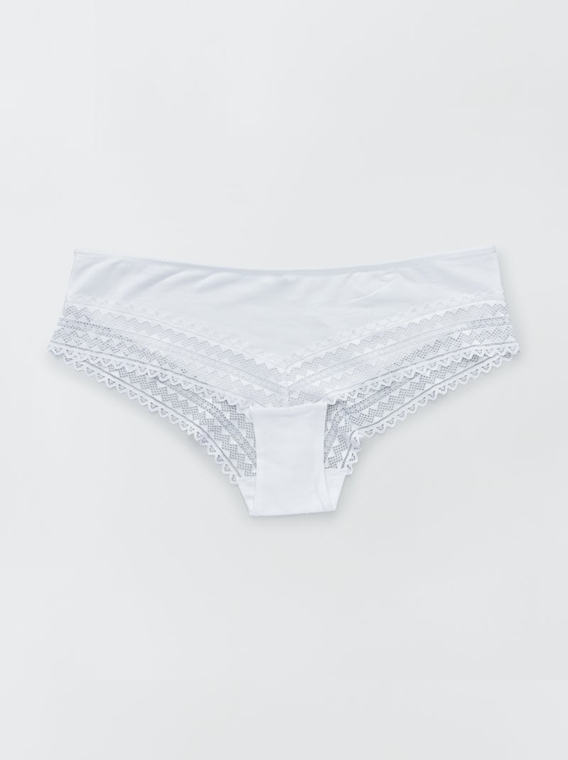 Lot de 3 shorty avec dentelle bleu grisé/blanc/gris foncé - Kiabi