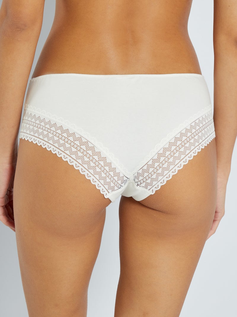 Lot de 3 shorty avec dentelle rose grisé/écru/vert - Kiabi