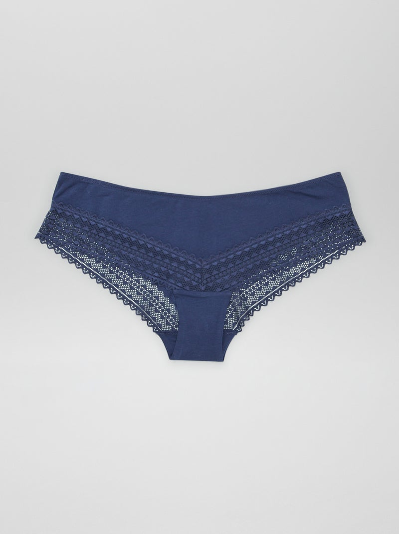 Lot de 3 shorty avec dentelle Violet/rose/bleu marine - Kiabi