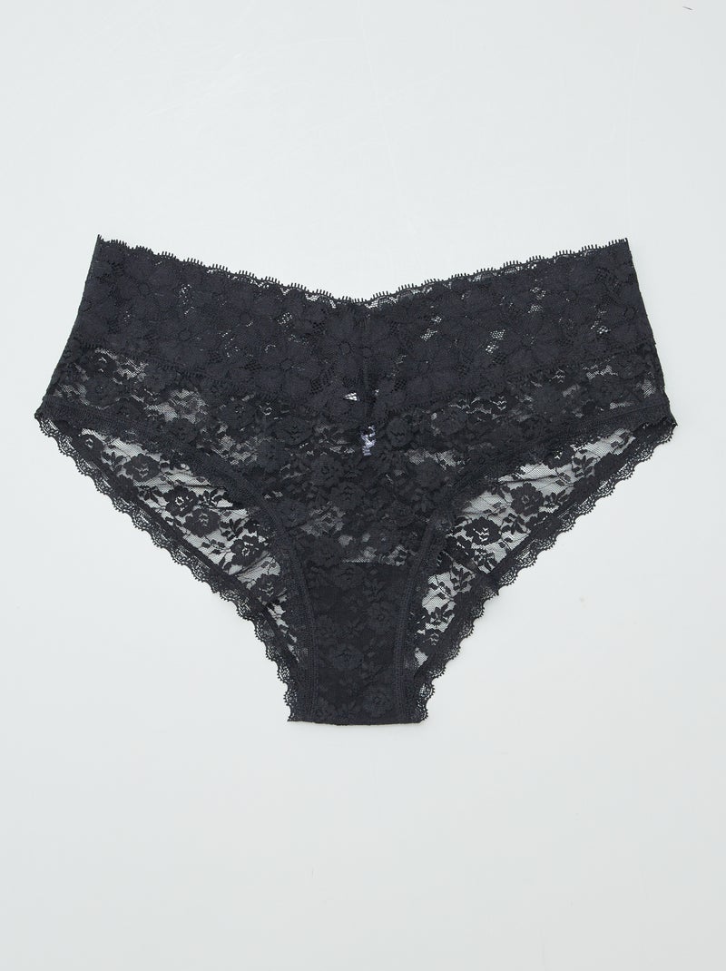 Lot de 3 shortys en dentelle Noir - Kiabi
