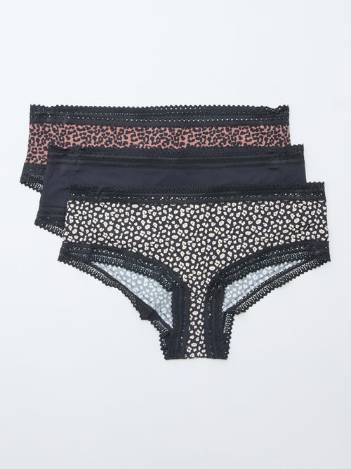 Lot de 3 shortys en microfibre imprimé - Kiabi