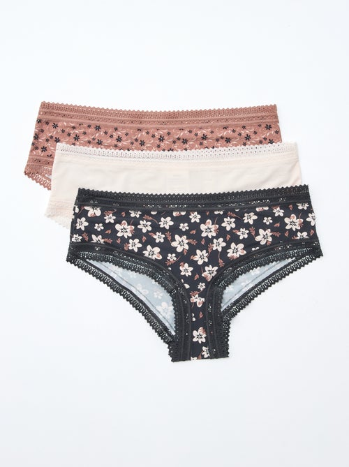 Lot de 3 shortys en microfibre imprimé - Kiabi